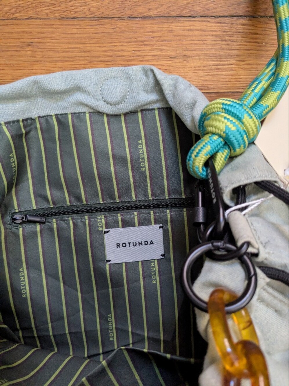 Rotunda Light Denim Sant Hobo Bag with Chain & Rope Strap - Picture 2 of 4